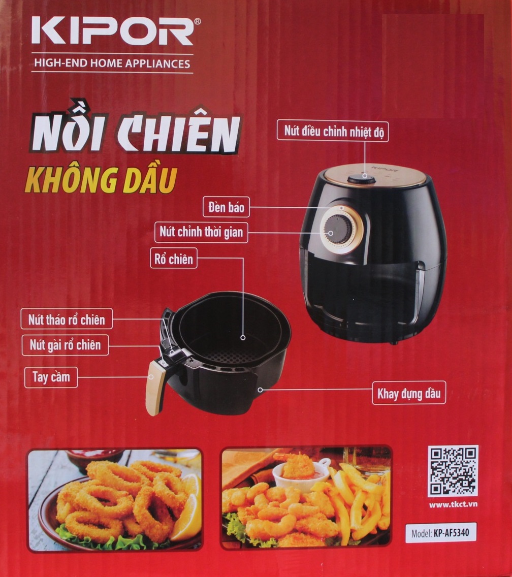 Nồi Chiên Không Dầu Kipor KP-AF5340 (4 lít) Đen - Chính Hãng