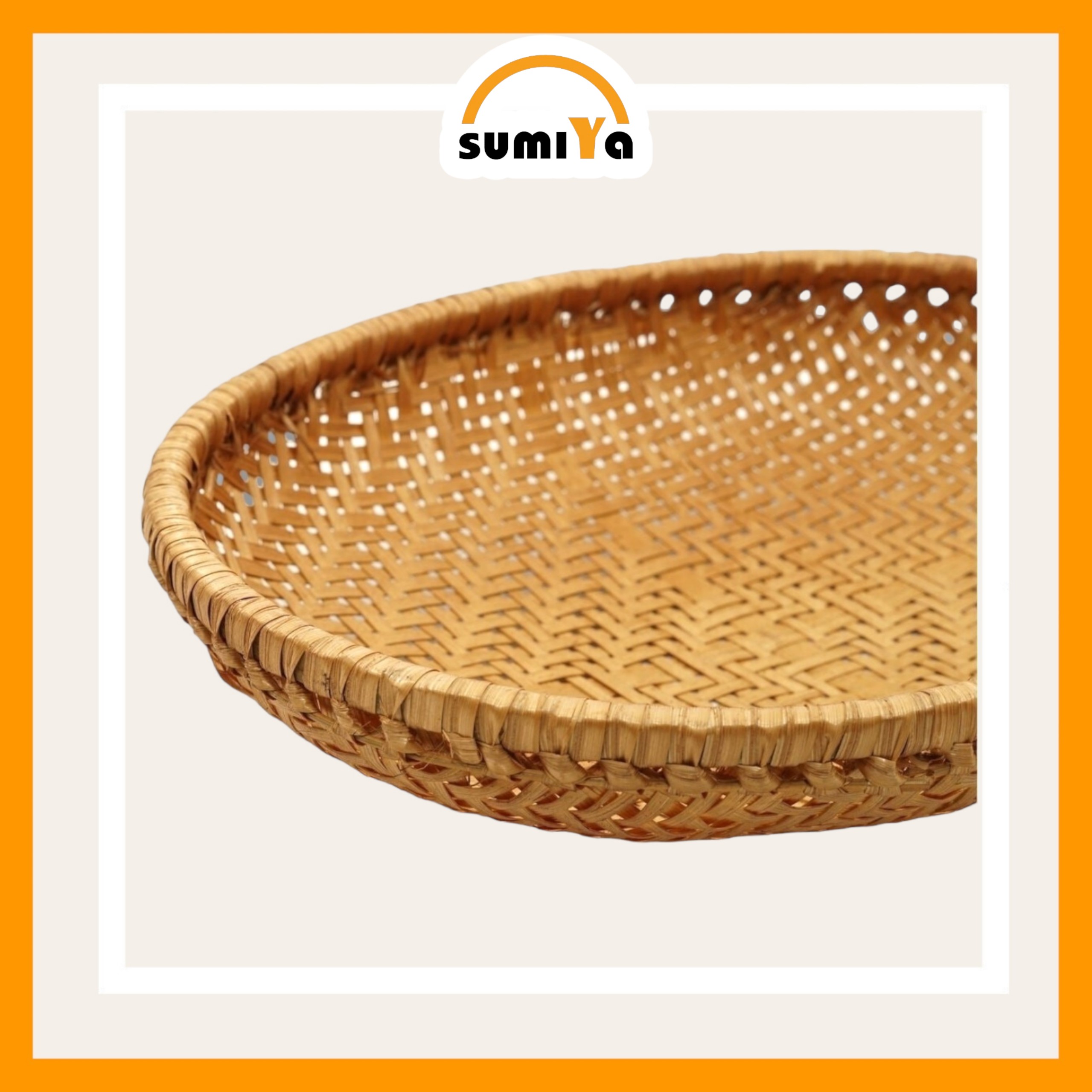 Rổ tre hun khói hình bầu dục, nguyên liệu tự nhiên thân thiện với môi trường, dùng trang trí, để thức ăn