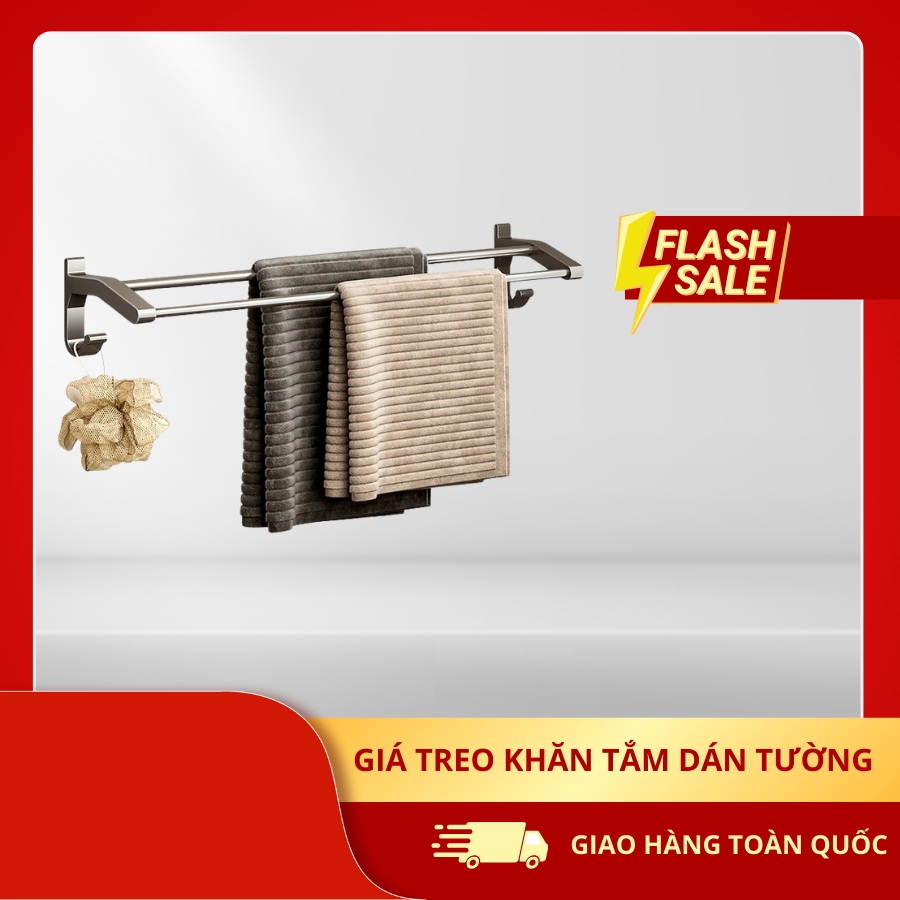 Giá Treo Khăn Tắm Dán Tường - Kệ Để Đồ Có Móc Treo Đa Năng, Thiết Kế Sang Trọng Hiện Đại - Giá Treo Khăn K81360