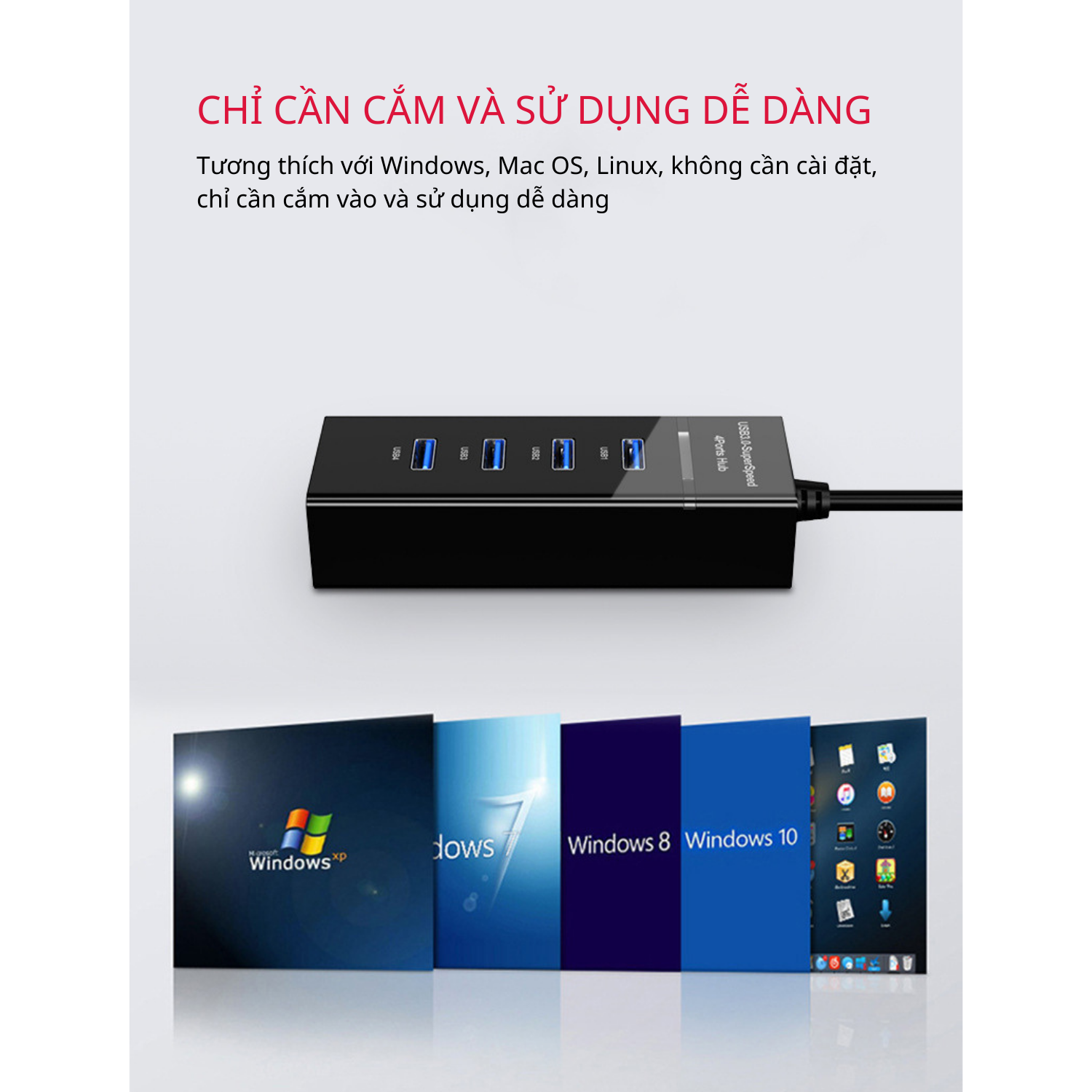 Hub USB 3.0 Chia 4 Cổng - Hàng Chính Hãng Tamayoko