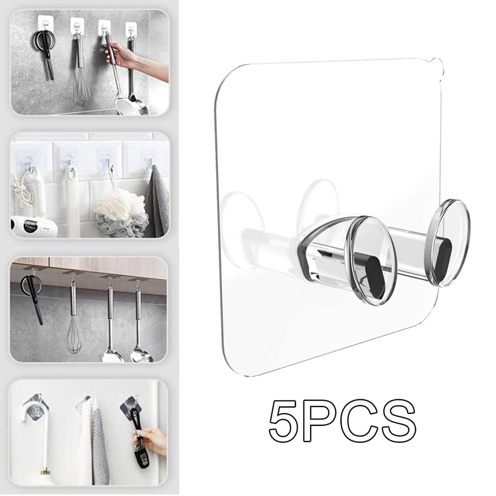 5x Heavy Duty Self Adhesive Wall Hooks Waterproof for Bathroom Kitchen Hooks