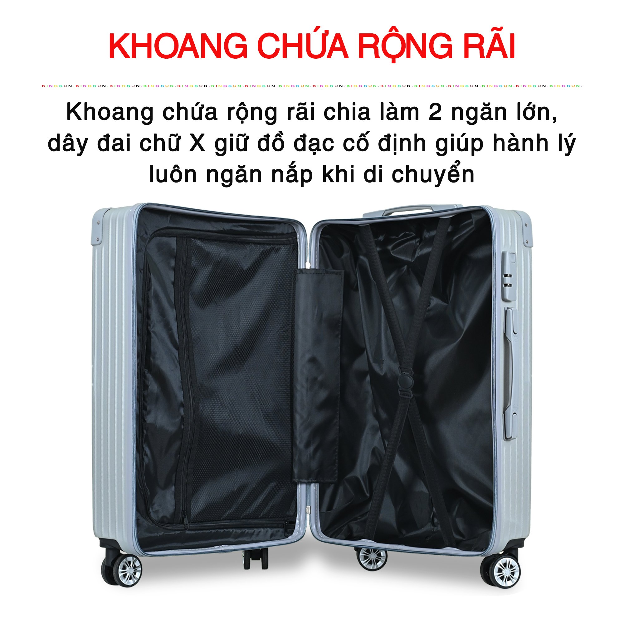 Vali du lịch Vali kéo cao cấp chính hãng Size 24inch  KS-218 - Vàng