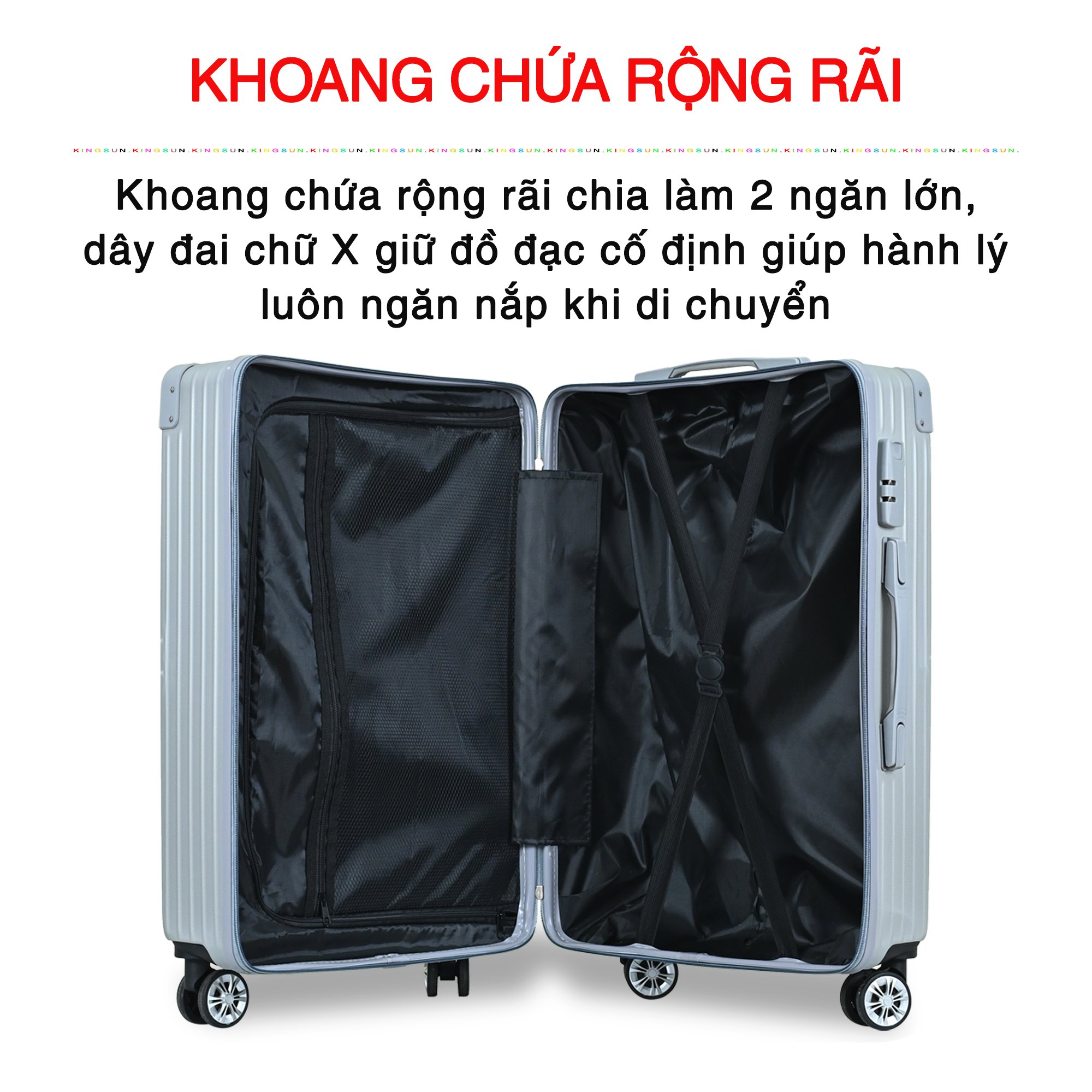 Vali du lịch kéo cao cấp độc quyền chính hãng Size 20inch KS-218 - Xanh lam nhạt
