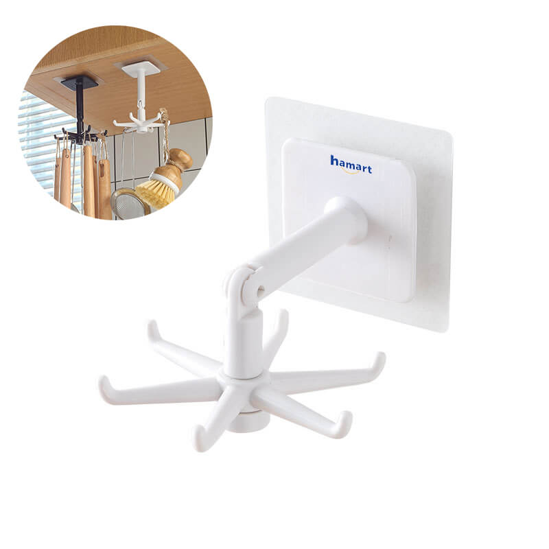 Giá Treo Đồ Nhà Bếp Móc 6IN1 XOAY 360° Nhà Tắm Đa Năng Kèm Miếng Dán Tường Siêu Dính