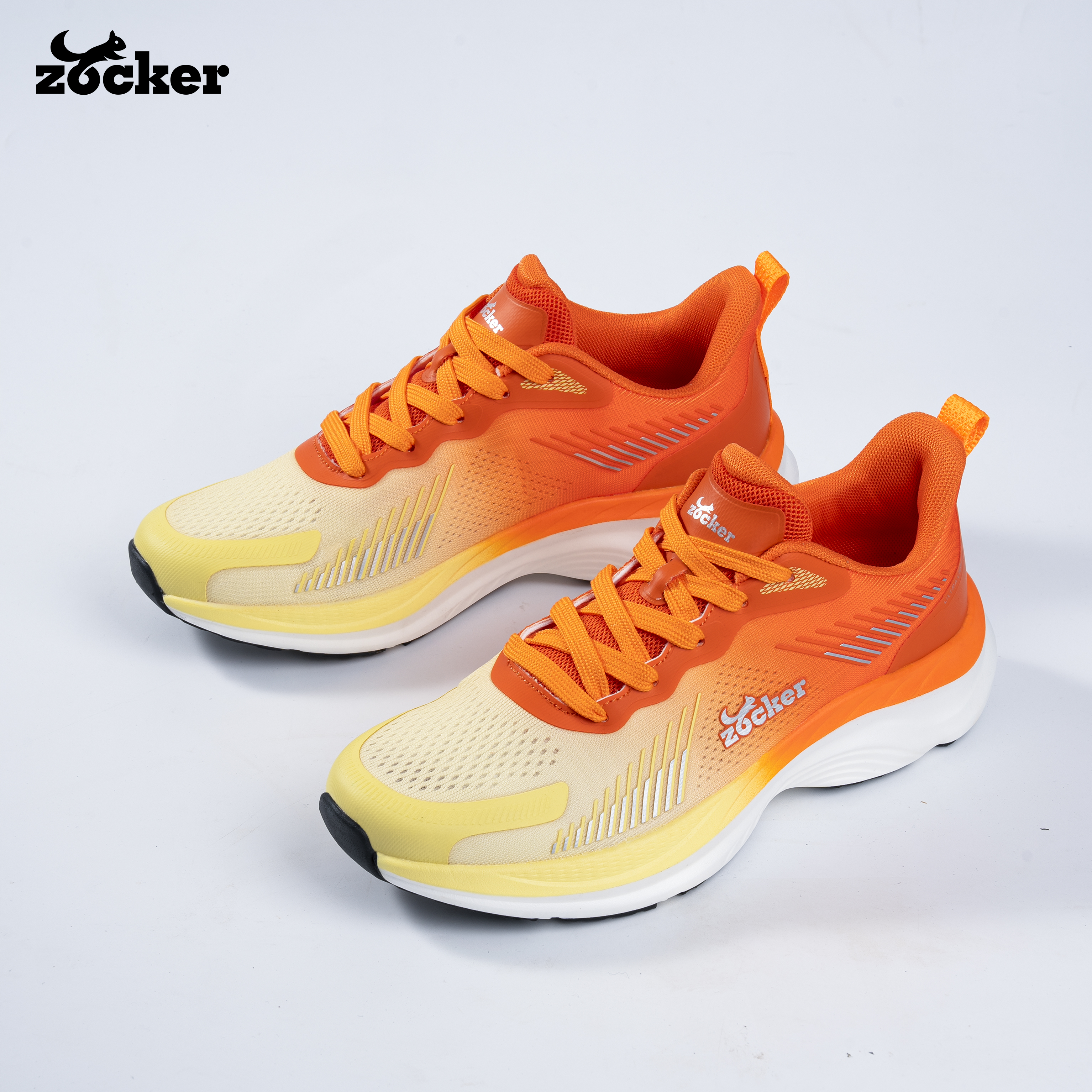 Giày Chạy Bộ Zocker Ultra Light Pale Yellow/Orange - Công Nghệ Light Foam Premium Siêu Nhẹ - Siêu Êm - Siêu Nảy - Tặng kèm vệ sinh giày