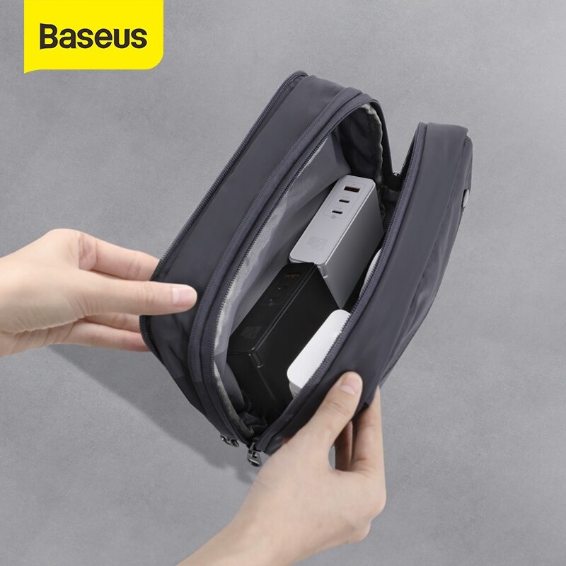 Túi phụ kiện vải dù chống thấm nước Baseus Track Series Extra (Waterproof/ Dirt-resistant, Double Case, Digital Device Storage Bag) - Hàng chính hãng