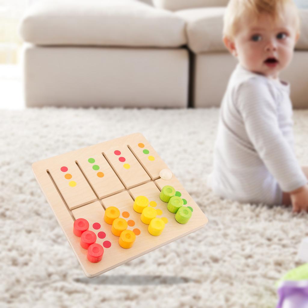 Kids Wooden Balance Board Stacking Blocks Color Sorter Maze Learning Toy