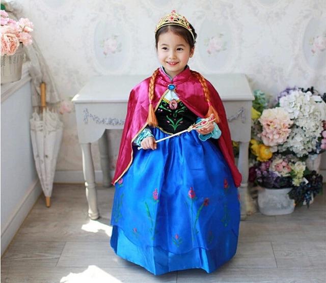 Đồ hoá trang Halloween cho bé gái - Đầm công chúa Anna Elsa Frozen dài tay dễ thương cho bé gái