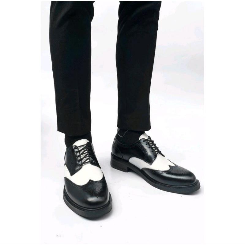Giày nam buộc dây black white