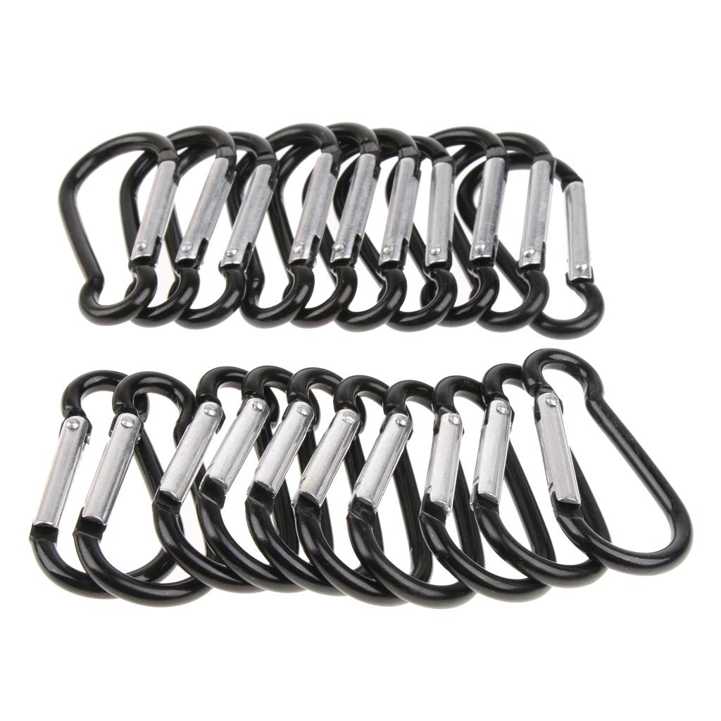 Outdoor Aluminum D-Ring Carabiner Camping Keychain Clip Snap Hook Black