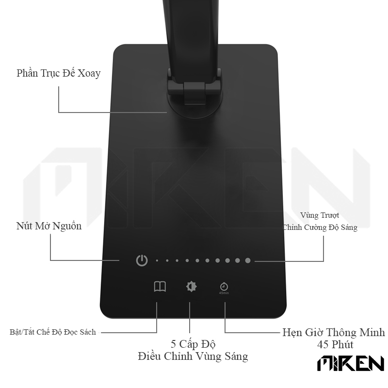 Đèn Bàn Học LED Đọc Sách Học Làm Việc Chống Cận - 5 Cấp Độ Chỉnh Ánh Sáng - 2 Trục Điều Chỉnh Góc Sáng - Gấp Gọn Tiện Lợi MR-PH338