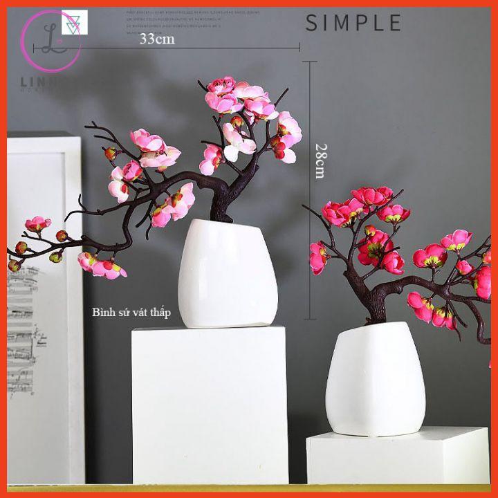 Chậu đào bonsai nhân tạo trang trí nhà cửa, cửa hàng, văn phòng