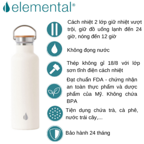 BÌNH GIỮ NHIỆT MÀU TRẮNG-750ML