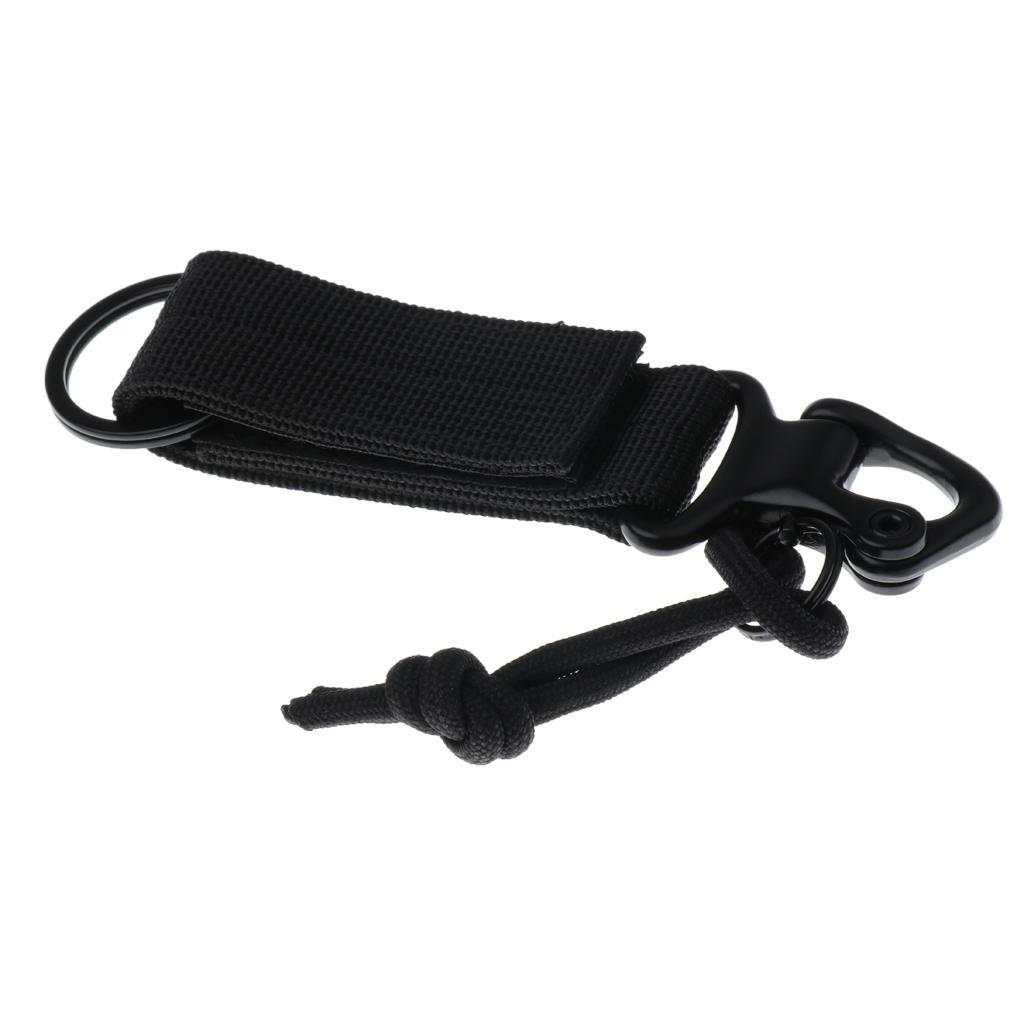 2 Pieces Nylon Multiuse Molle Belt Buckle Belt Carabiner Keychain Hook Black