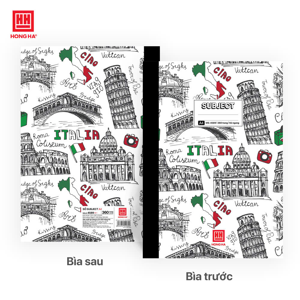 Sổ bìa bồi A4 360 trang Subject Hồng Hà - 4589