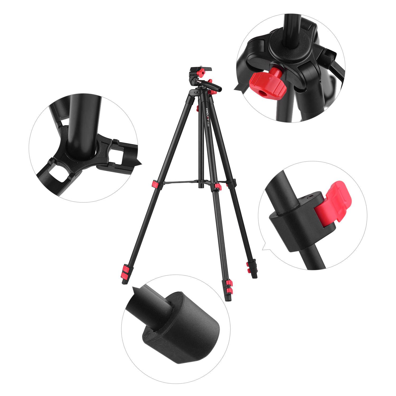 KINGJOY VT-832 Portable Photography Tripod Stand Aluminum Alloy 2kg Load Capacity 1/4 Inch Screw Connector Max. Height