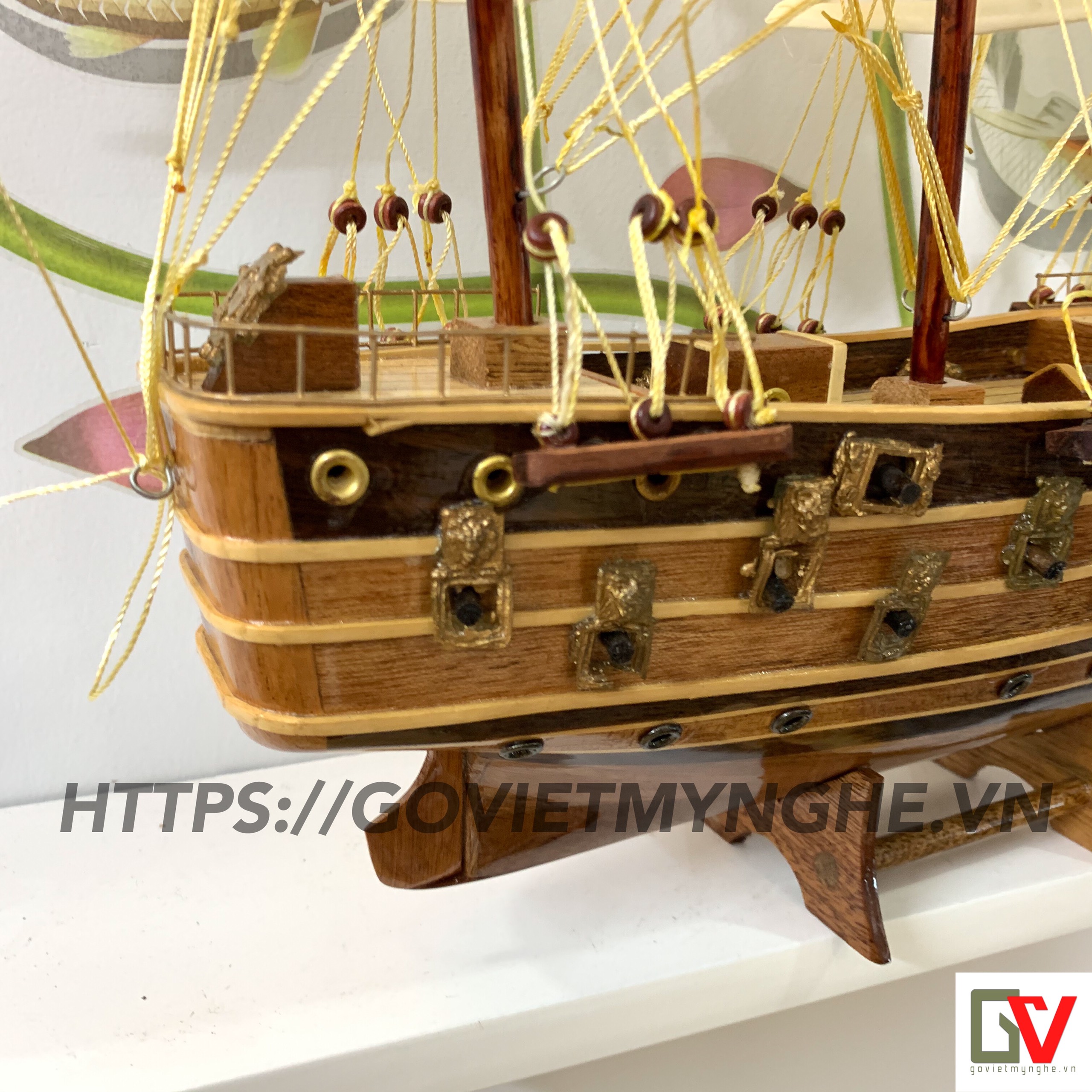 Mô hình thuyền gỗ trang trí Napoleon - thân 40cm - loại 2