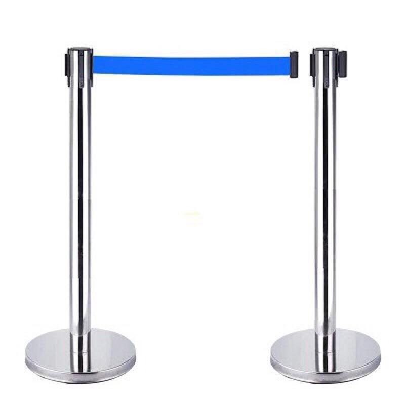 Cột chắn inox dây kéo 2m xanh