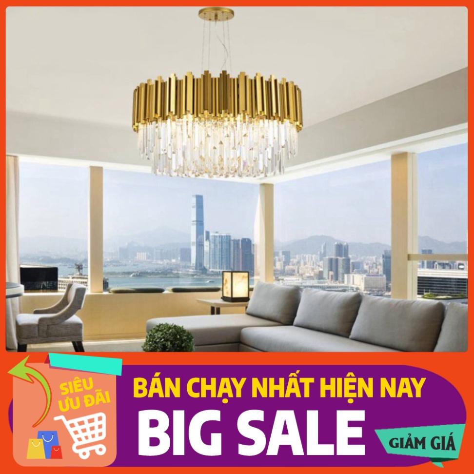 Đèn chùm pha lê loại tròn và hình chữ nhật phong cách hiện đại trang trí nội thất sang trọng