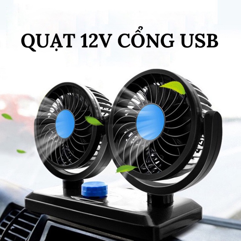Quạt Mini Xoay 360 Độ Cổng USB Dùng Cho Ô Tô 5V, Bàn Làm Việc