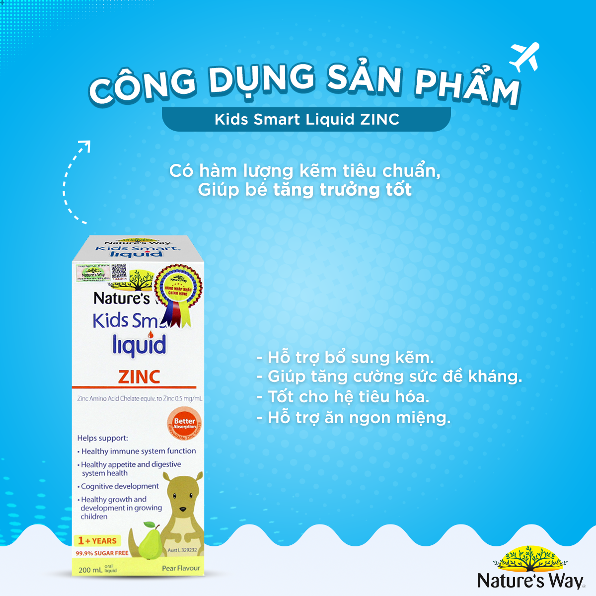 Combo 2 Siro Uống Nature's Way Kids Smart Liquid Zinc Và Multi + Iron Hỗ Trợ Nâng Cao Sức Đề Kháng Cho Trẻ