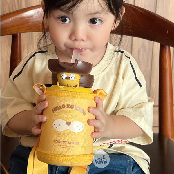 Bình nước giữ nhiệt cho bé Zoyzoii E8 có túi đựng Thermos cup, chất liệu inox 316 cao cấp, nắp chống rò nước an toàn, hình thú đáng yêu - Hàng chính hãng