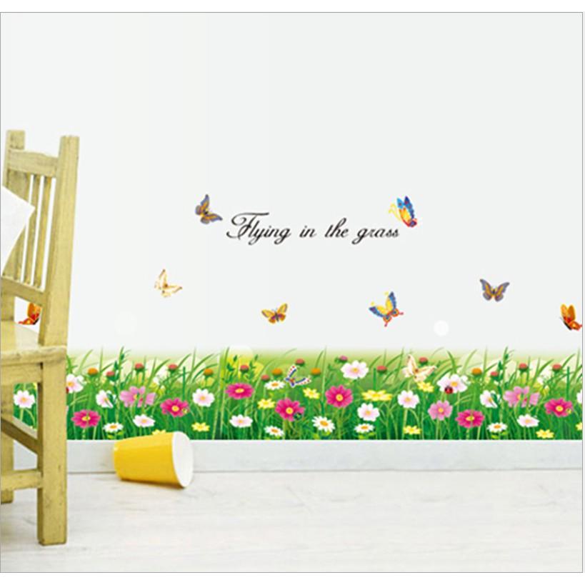 Decal trang trí chân tường - Cỏ lá bảng lớn nhí mẫu mới