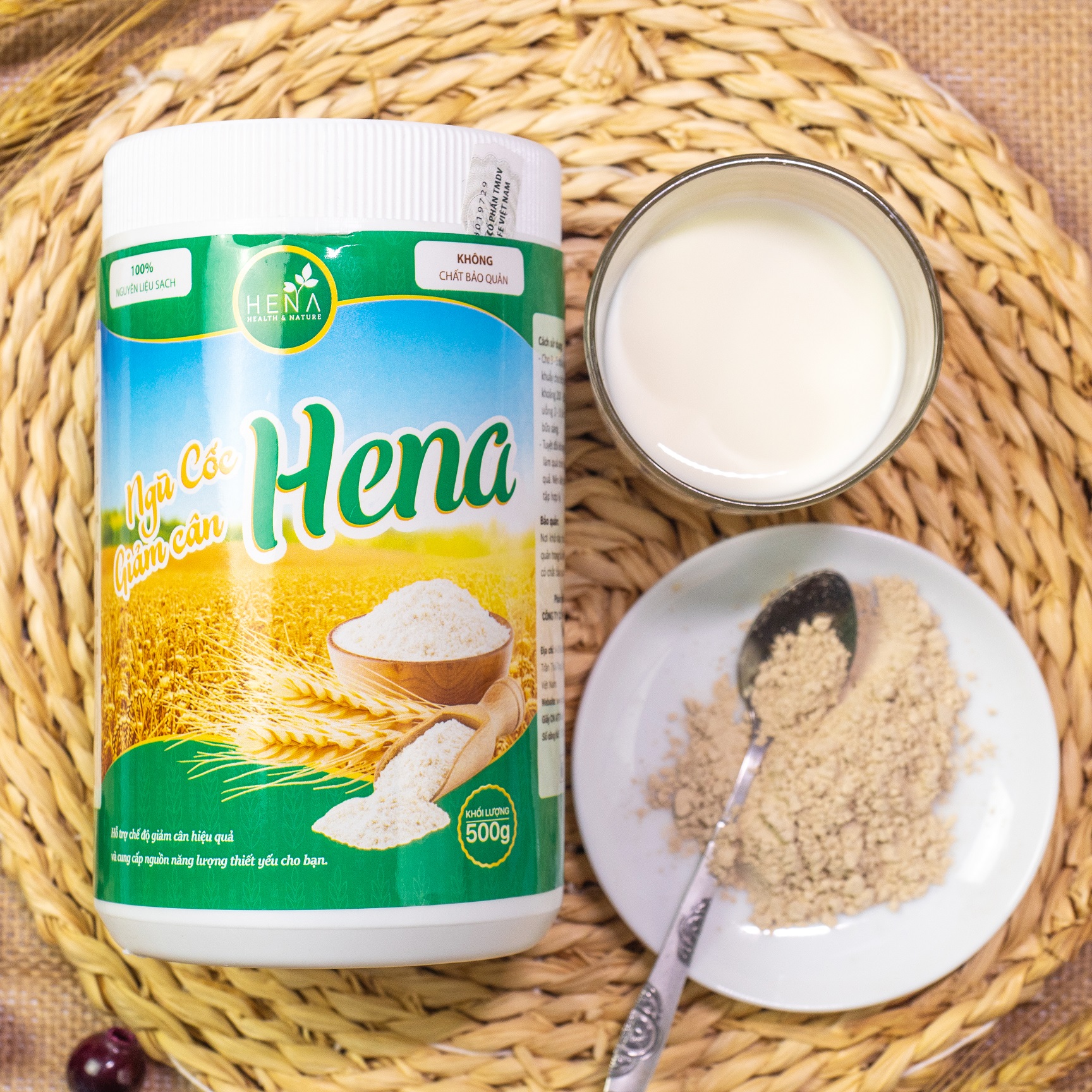 Ngũ Cốc Giảm Cân Hena 500g - Ngũ Cốc Ăn Kiêng Giảm Cân Không Gây Mất Nước -100% Nguyên Liệu Hữu Cơ - Giảm Cân An Toàn và Khoa Học - Sản Phẩm Cao Cấp Chính Hãng - Đã Được Kiểm Nghiệm và Công Bố