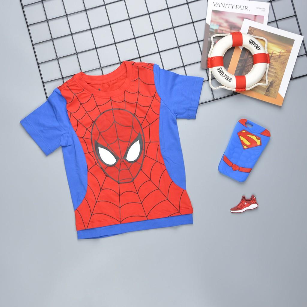 Bộ quần áo siêu nhân nhện cho bé trai ngắn tay kèm mặt nạ chất cotton 100% mềm, mịn