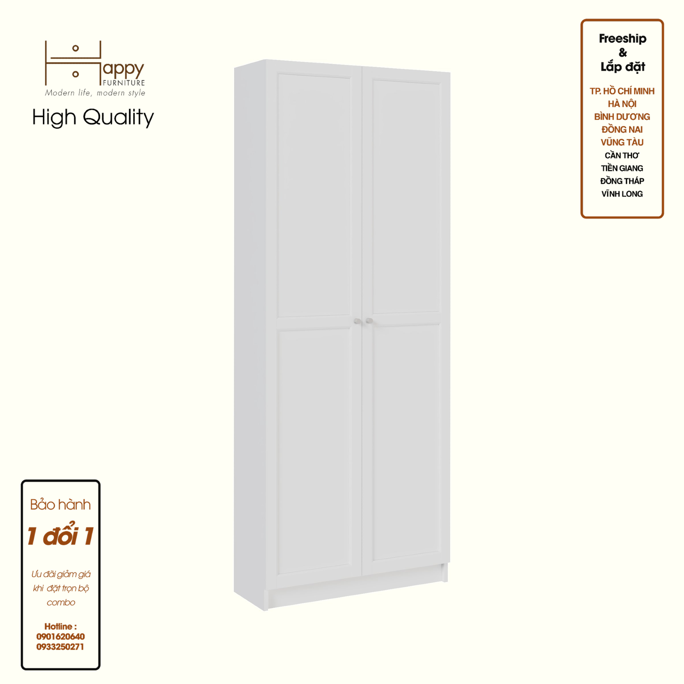 [Happy Home Furniture] CATY, Kệ sách 6 tầng 2 cửa mở, 80cm x 30cm x 202cm ( DxRxC), KSA_058