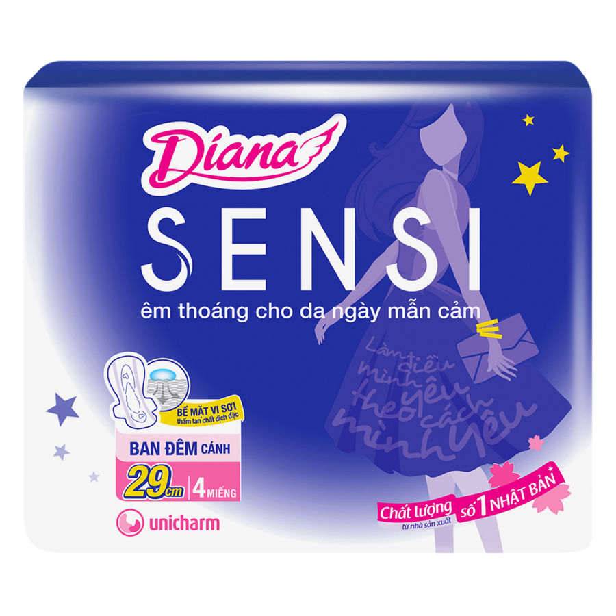 Combo 6 Băng Vệ Sinh Diana Sensi Night 29cm (Gói 4 Miếng)