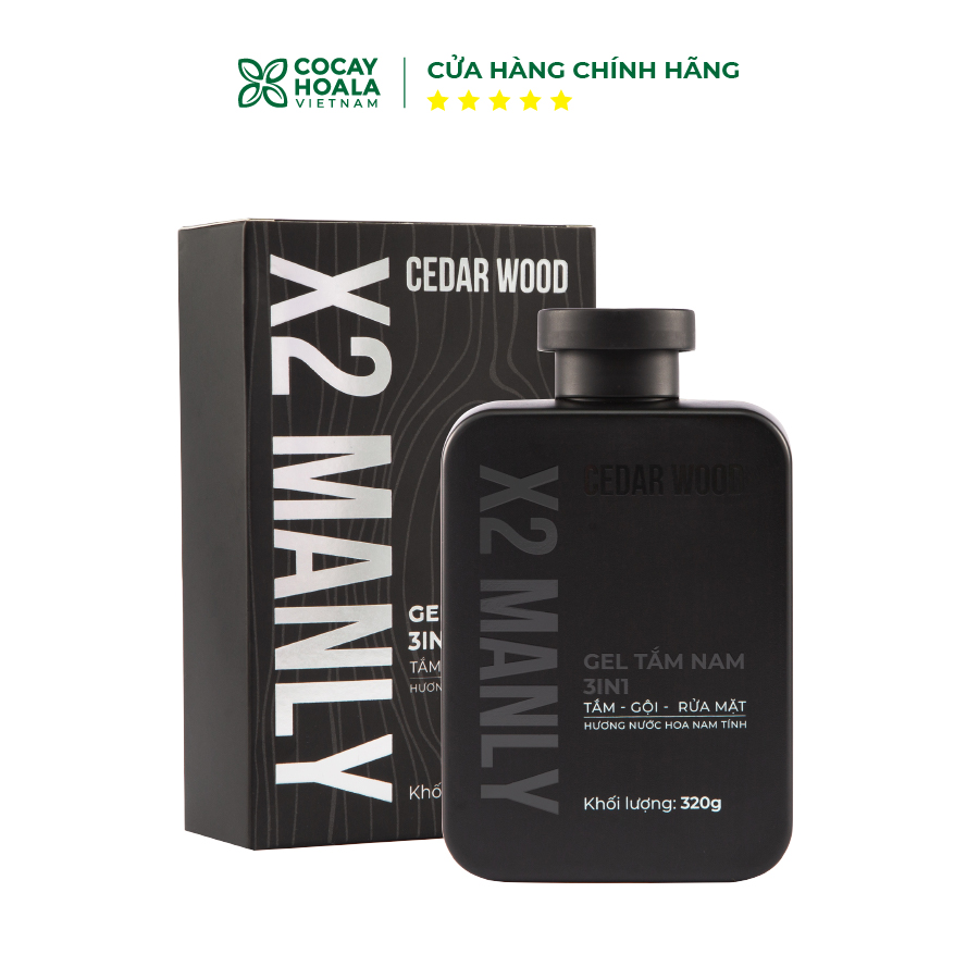 Gel Tắm Nam X2 Manly 3n1 Cocayhoala - Sữa tắm gội toàn thân hương nước hoa nam tính - 320g