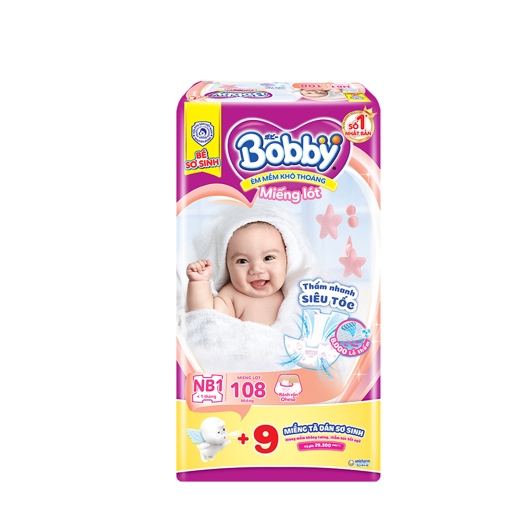 Miếng lót siêu thấm Bobby Newborn 1 - 108 miếng