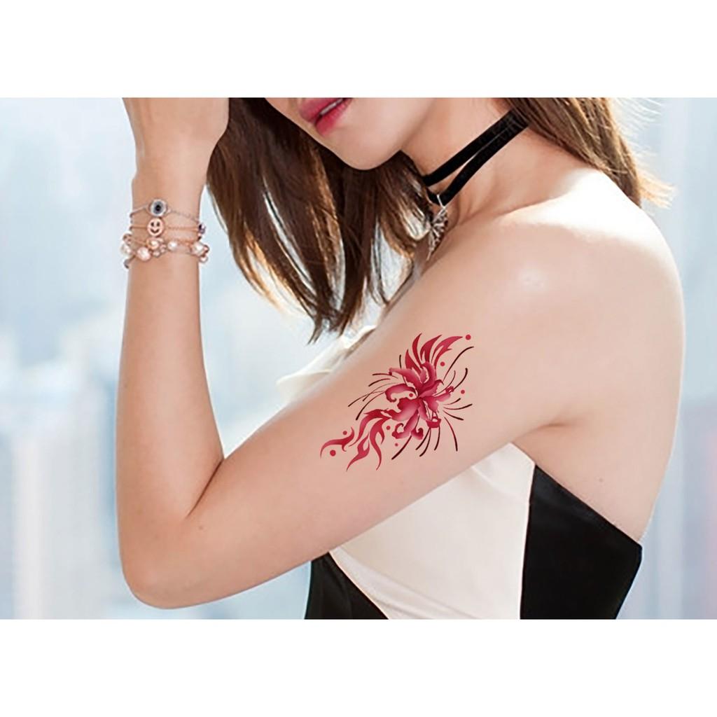 Hình xăm dán hoa bỉ ngạn BM-12 10x6cm_ mua 5 tấm tặng 1 tattoo