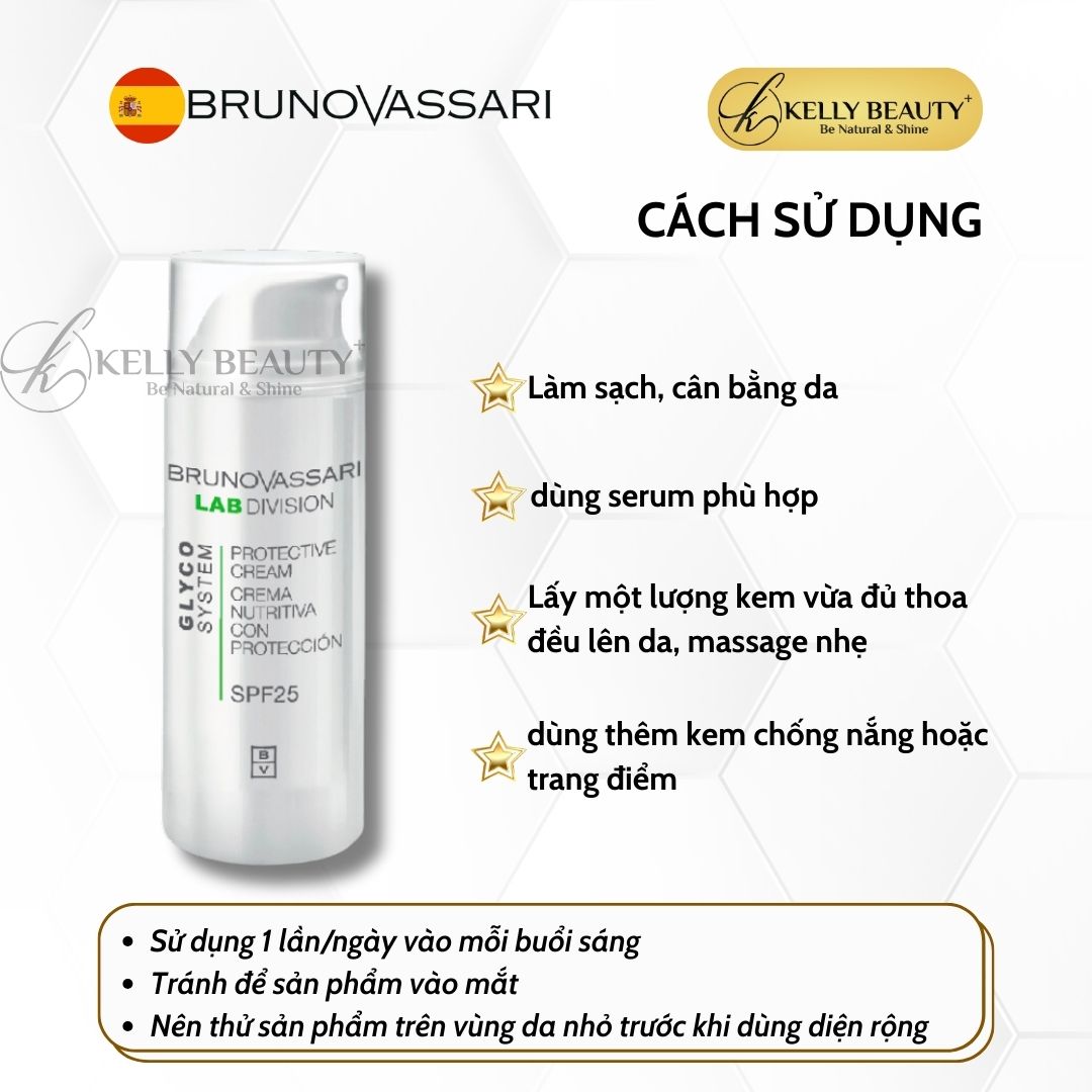 Kem Dưỡng Ngày Phục Hồi Độ Ẩm Glyco System - Protective Cream SPF 25 - BrunoVassari | Kelly Beauty