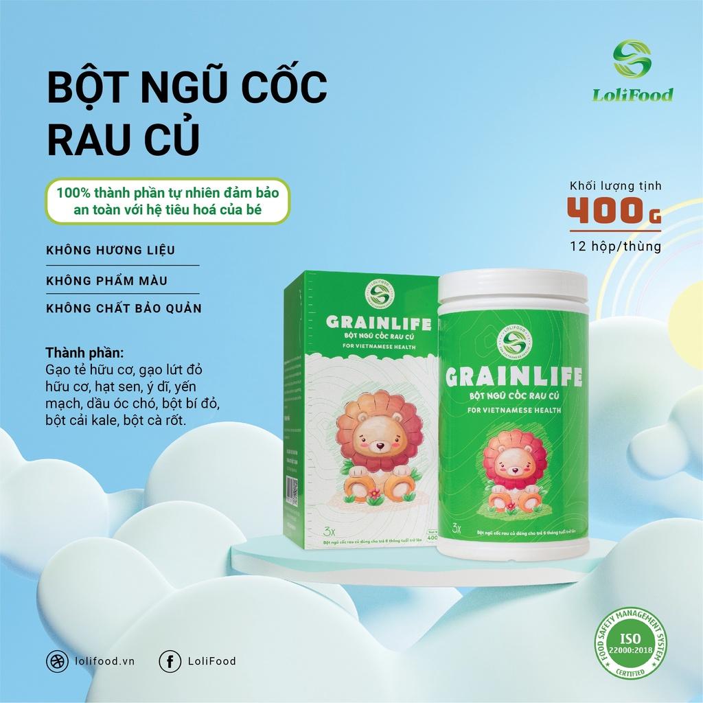 Bột Ăn Dặm Ngũ Cốc Rau Củ Cho Bé LoliFood, 100% Thuần Thực Vật, Hữu Cơ,Bột Ăn Dặm Dinh Dưỡng Cao Cấp cho Bé từ 6 tháng tuổi, Hộp 400gr