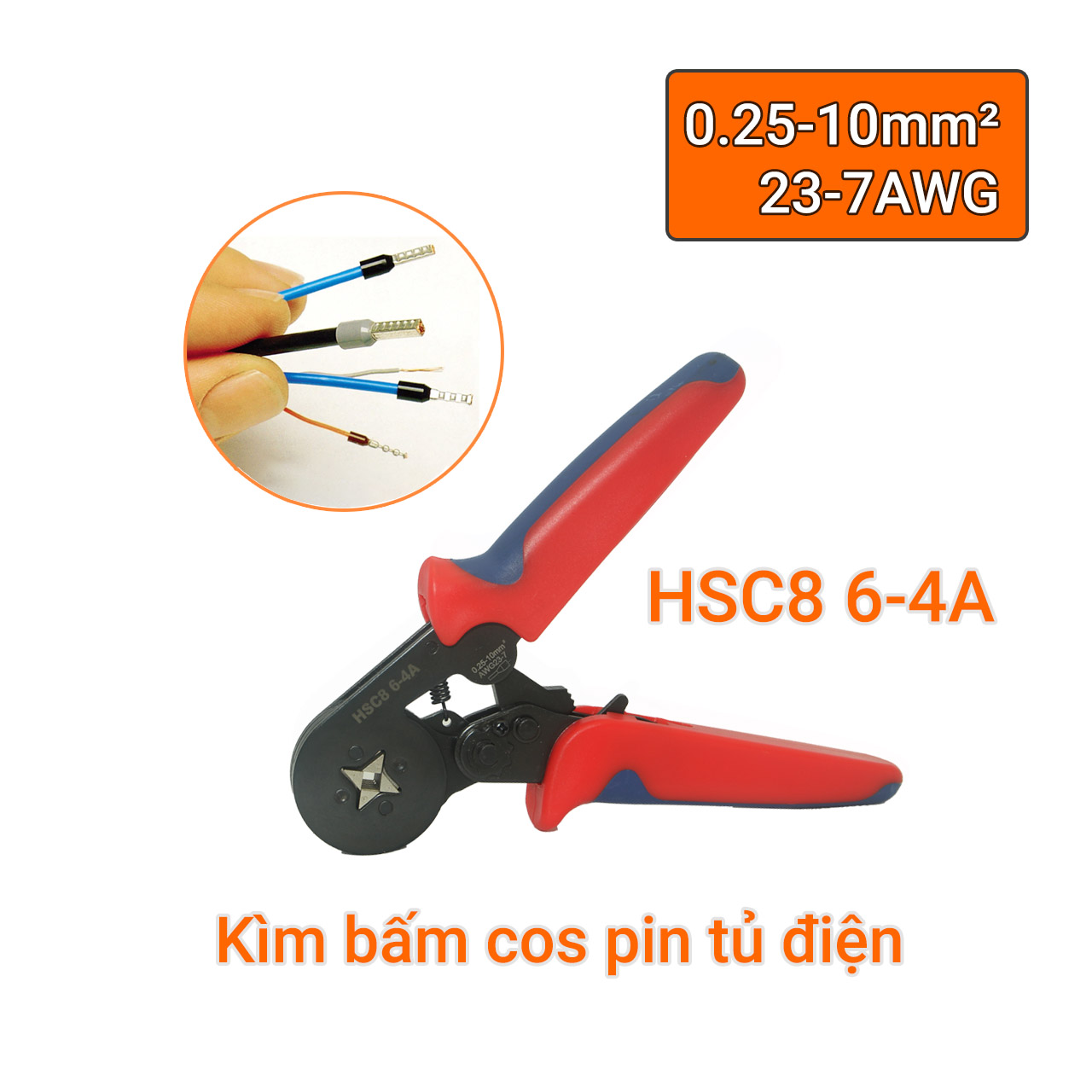 KÌM BẤM COS PIN TỦ ĐIỆN 6-4B DÂY ĐỒNG Φ 0.6-3.7MM HAY 0.25-10 MM² AWG23-7