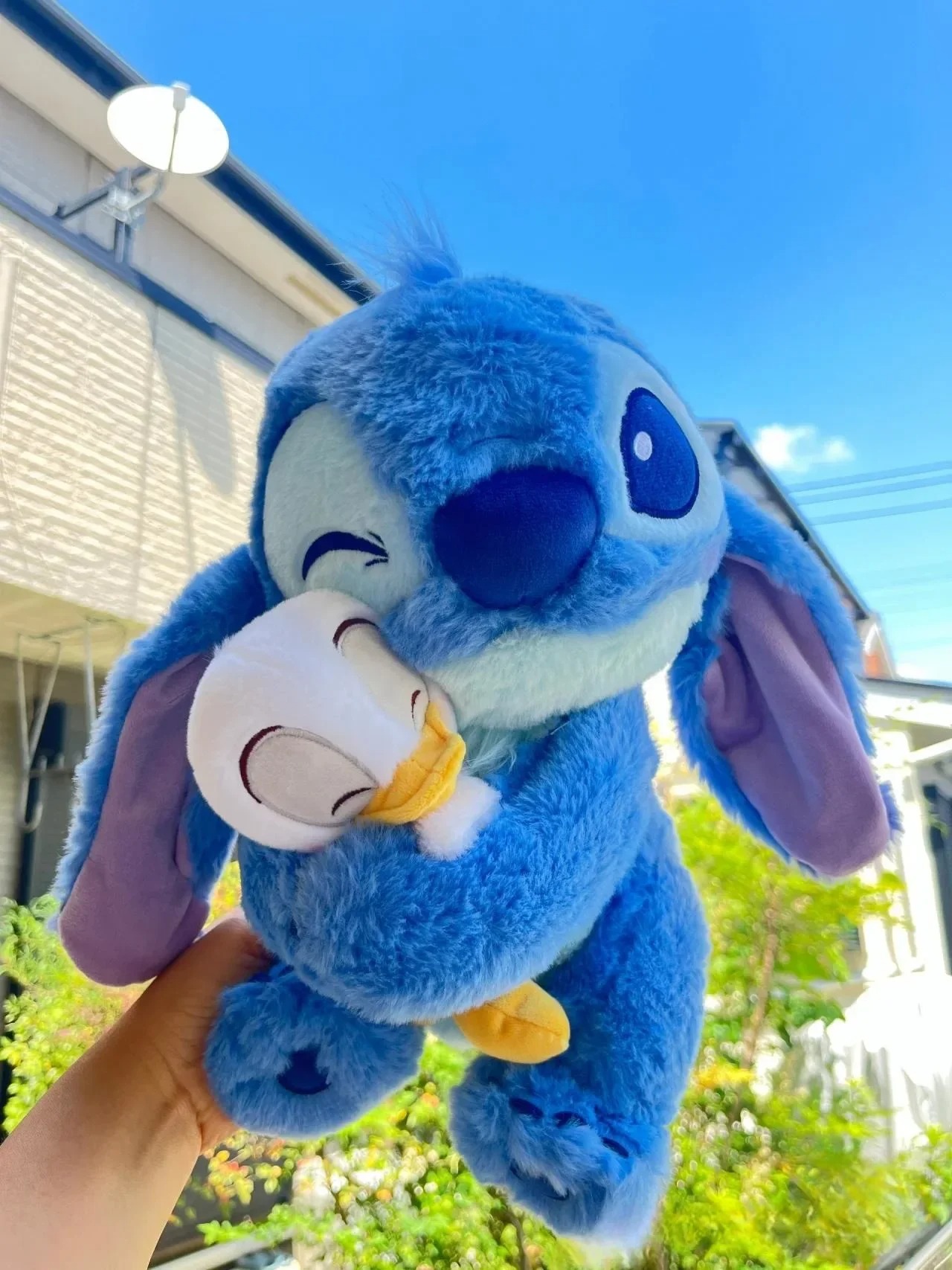 Thú nhồi bông Stitch ôm vịt đáng yêu - Size 22cm - Gồm 1 Stitch và Một Bé Vịt Rời Cute