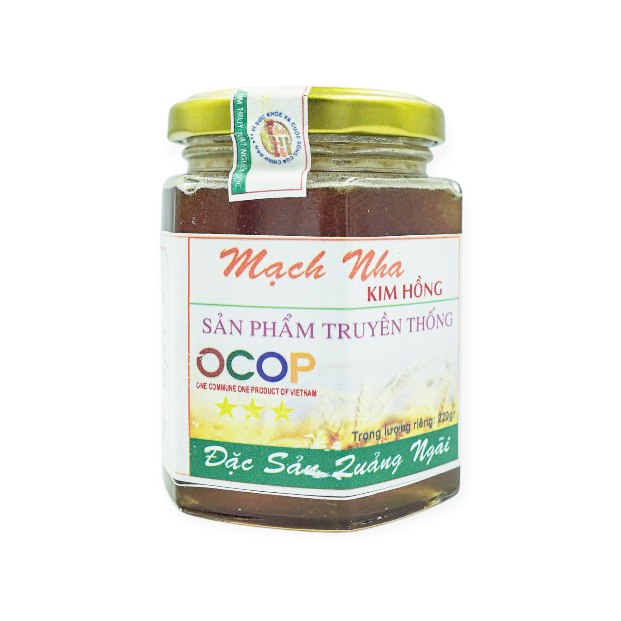 Mạch nha Kim Hồng 220g, ocop 4 sao Quảng Ngãi, hàng mới, thơm, đặc, ngọt thanh, không phụ gia, chất bảo quản