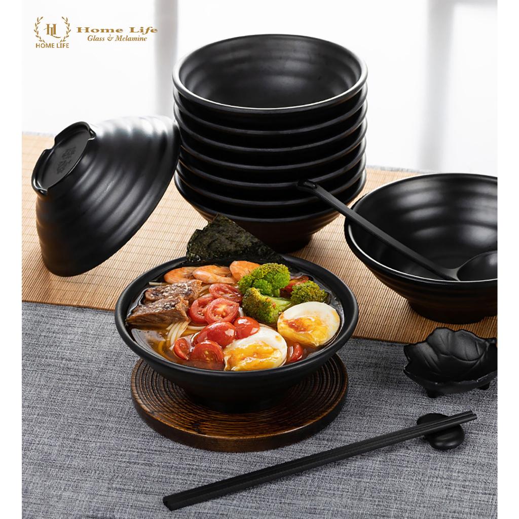 Tô loe đen | Bát Melamine đen nhám hàng nhập khẩu | Tô loe chuyên dụng cho nhà hàng cao cấp Melamine A5 | BÁT ĐỰNG CHÈ