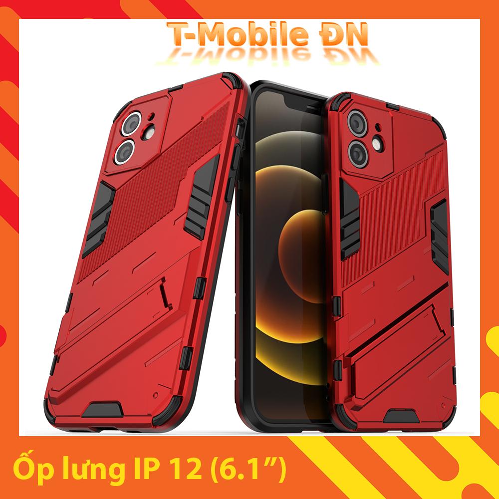 Ốp lưng cho iPhone 12, Ốp chống sốc Iron Man PUNK cao cấp kèm giá đỡ cho iPhone 12
