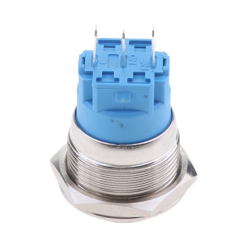 2pack 27mm Metal Annular Push Button Switch LED Self-Lock Momentary Switch