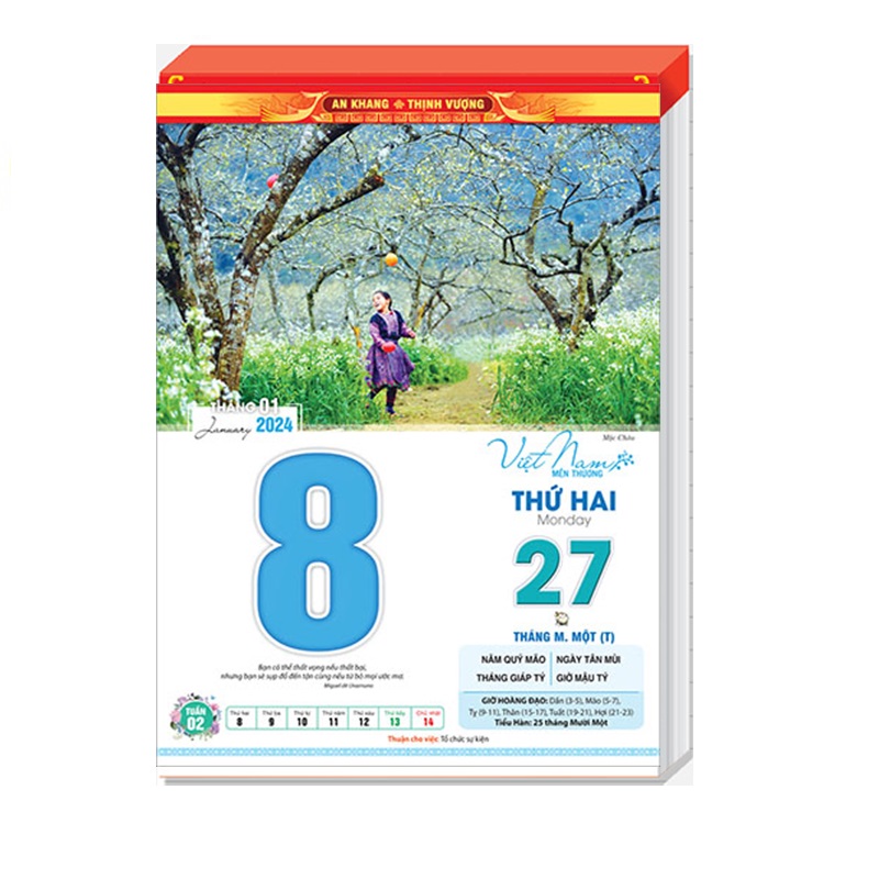Lịch Bloc 2024 - Bloc lịch cỡ lớn kích thước 25 x 35 cm - NH04