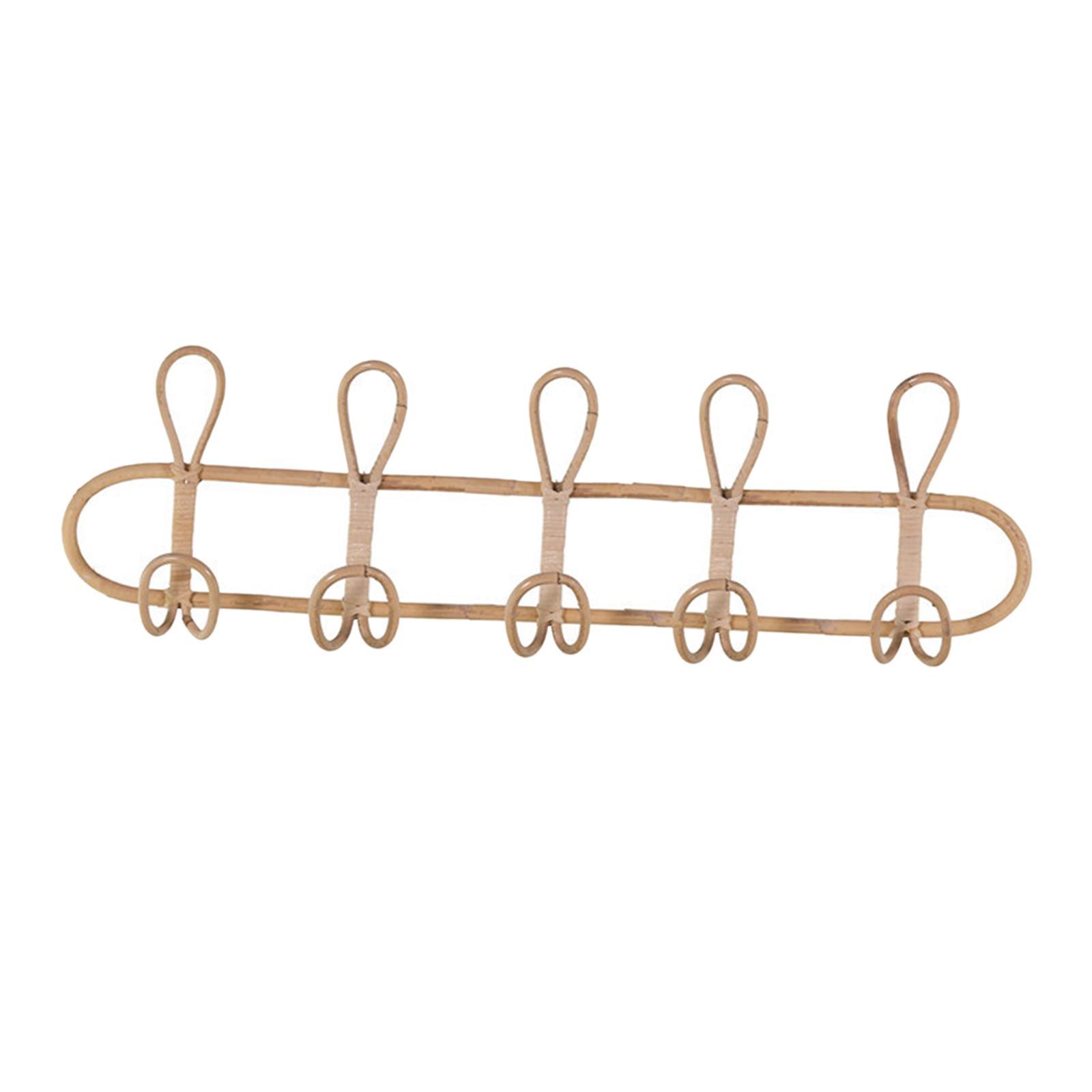 Rack Rattan Ornament Hanging Storage Organizer Hooks Holder Clothes Hooks Door Hanger for Living Room Porch Door Farmhouse Bedroom