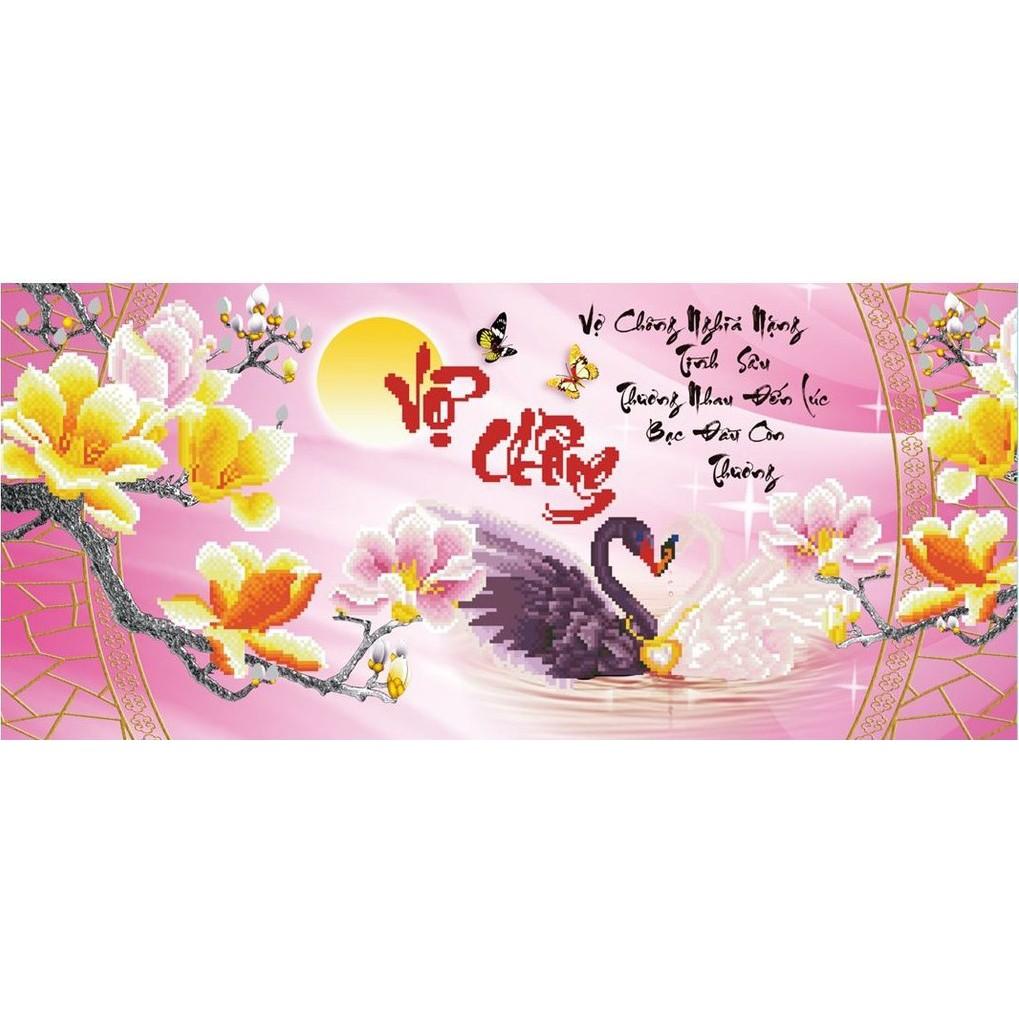 Tranh đá vợ chồng thiên nga DF393 - kích thước: 90 * 45cm.
