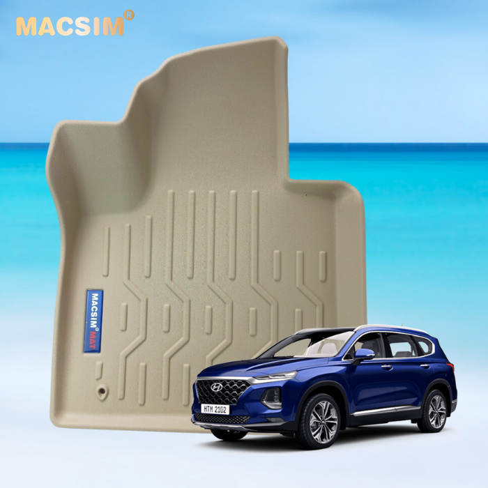 Hình ảnh Thảm lót sàn xe ô tô HYUNDAI SANTAFE 2018+ Nhãn hiệu Macsim chất liệu nhựa TPV cao cấp màu be