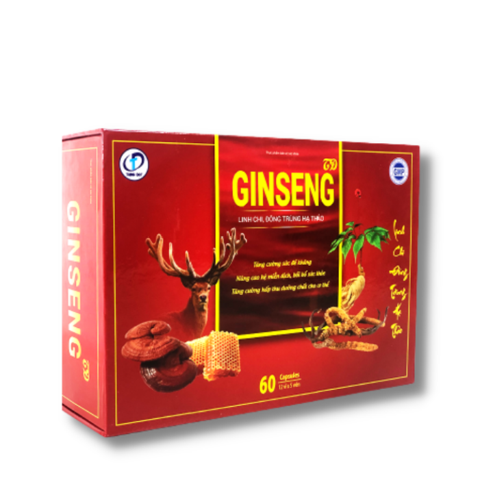 GINSENG TD - Viên uống Nhân Sâm Bồi bổ sức khỏe, tăng cường thể lực, tăng cường sức đề kháng, nâng cao hệ miễn dịch, giúp ăn ngon, tiêu hóa tốt, tăng cường hấp thu (Hộp 60 viên)