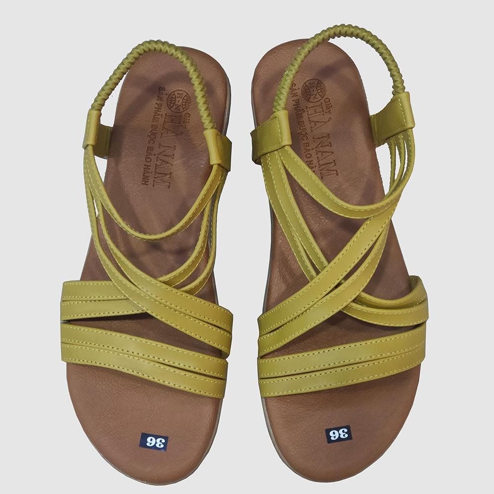 Giày Sandal Nữ Đế Bệt HÀ NAM Da Bò Thật Cao Cấp 3cm DNU2110c