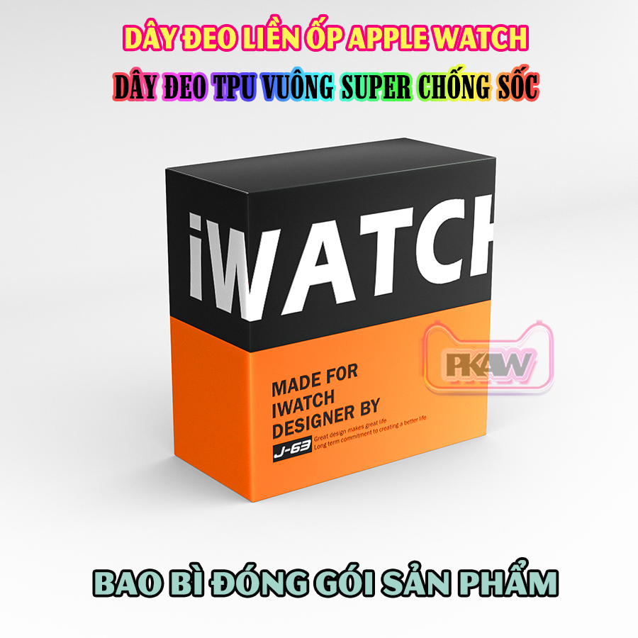 Dây Đeo liền ốp dành cho Apple Watch 7/6/5/4/3/2/1 size 38/40/41/42/44/45mm TPU vuông SUPER chống sốc - nhiều màu (tặng cường lực dẻo theo size)