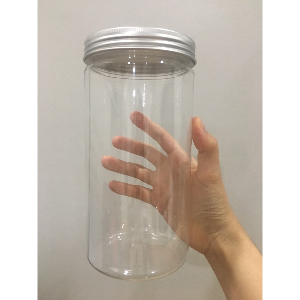 Set 5 hộp Hộp Nhựa, Hũ Nhựa 1000ML nắp nhôm vặn đựng đồ khô, ngủ cốc, thực phẩm